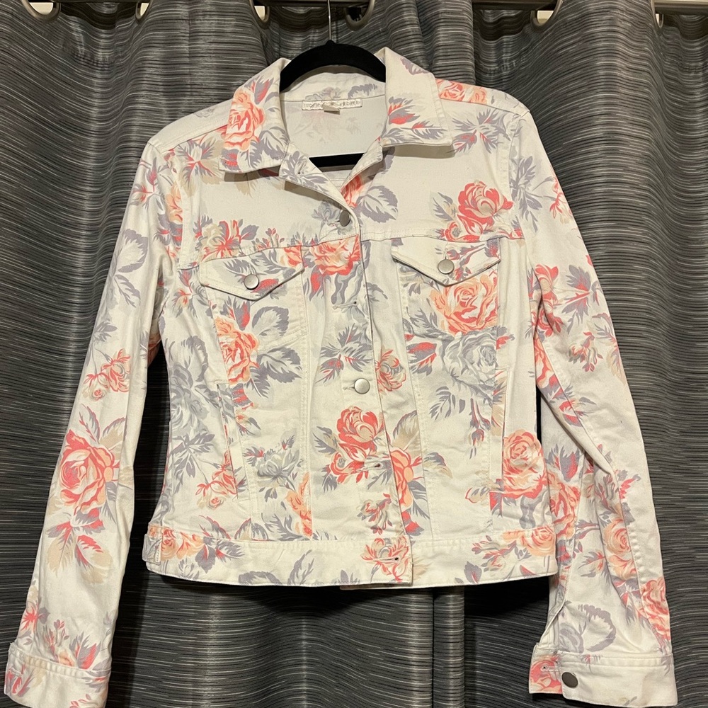 Boston Proper Floral Jean Jacket. Perfect Condition